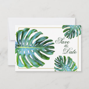 QR-Code Foto Tropischer Leaf Gold Beach Save The Date