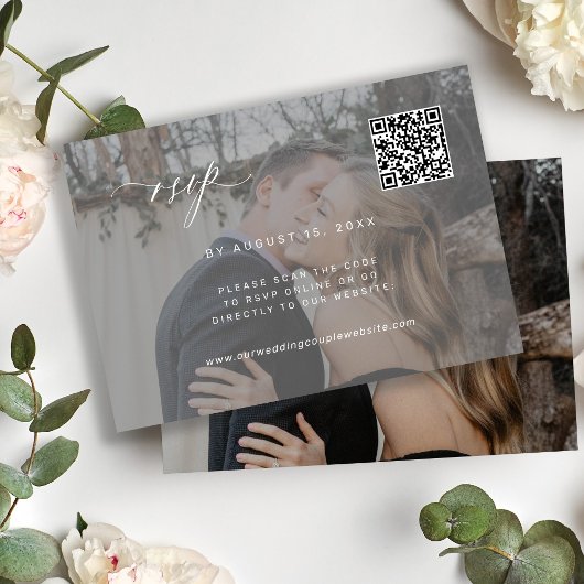 QR-Code Foto UAWG elegante Hochzeitskarte RSVP Karte