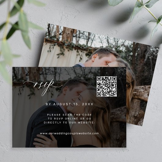 QR-Code Foto UAWG elegante Hochzeitskarte RSVP Karte