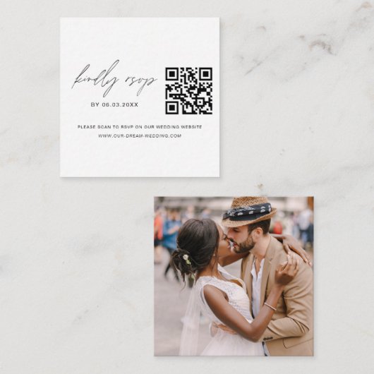QR Code Foto UAWG Wedding Website Minimalistisch Begleitkarte (Vorne/Hinten)