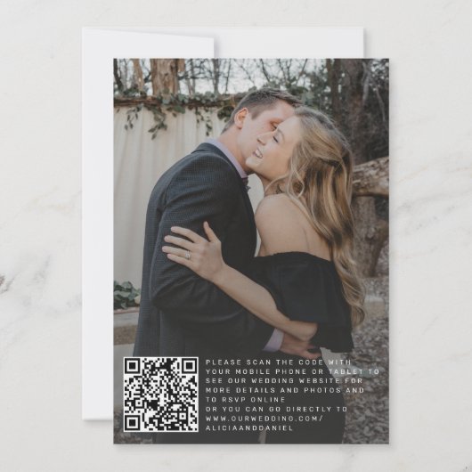 QR CODE Foto überlagern Moderne Hochzeit Einladung (Rückseite)