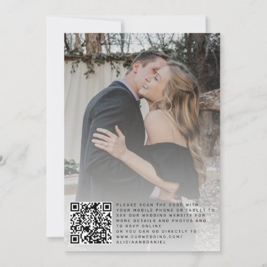 QR CODE Foto überlagern Moderne Hochzeit Einladung (Rückseite)