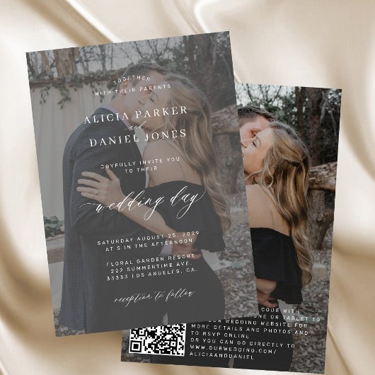 QR CODE Foto überlagern Moderne Hochzeit Einladung