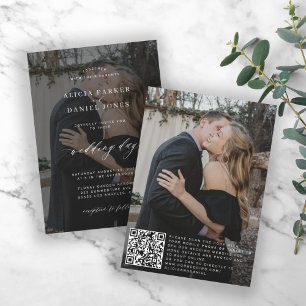 QR CODE Foto überlagern Moderne Hochzeit Einladung