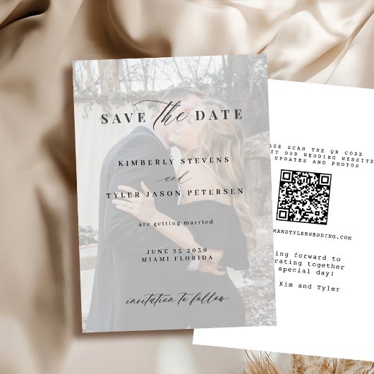 QR CODE Foto überlagert moderne Hochzeit Save The Date