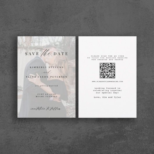 QR CODE Foto überlagert moderne Hochzeit Save The Date