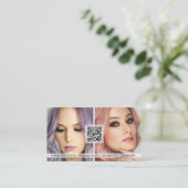 QR Code Foto Visitenkarten für Makeup-Künstler Visitenkarte (Stehend Vorderseite)