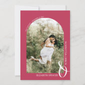 QR Code Foto Wedding Magenta Save The Date (Vorderseite)