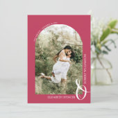 QR Code Foto Wedding Magenta Save The Date (Stehend Vorderseite)