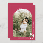 QR Code Foto Wedding Magenta Save The Date (Vorne/Hinten)