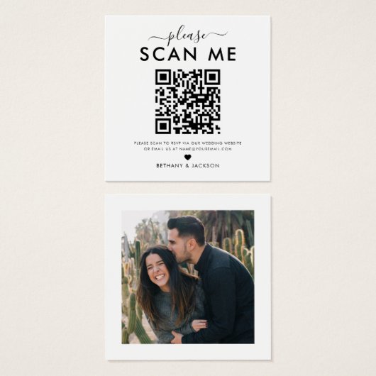 QR Code Foto Wedding RSVP Card (Vorne & Hinten)