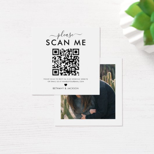 QR Code Foto Wedding RSVP Card (Schreibtisch)