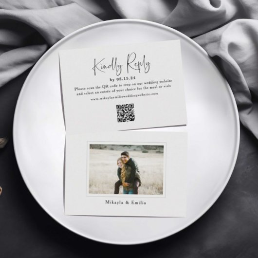QR Code Foto Wedding RSVP Card Begleitkarte