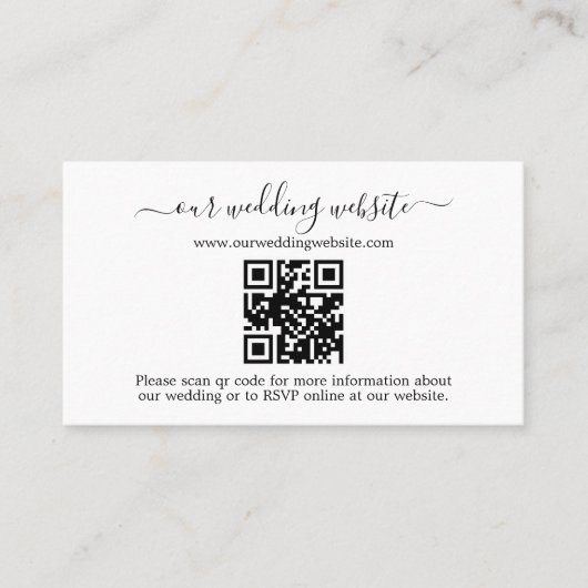 QR Code Foto Wedding RSVP Online Visitenkarte (Vorderseite)