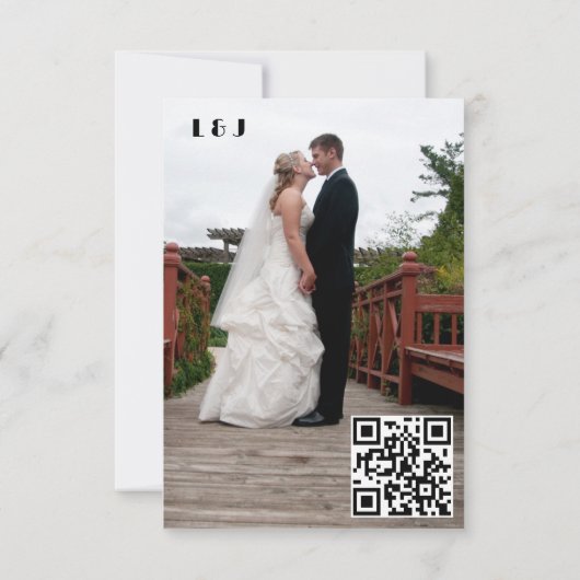 QR Code & Foto Wedding Website Einfach RSVP Karte (Rückseite)