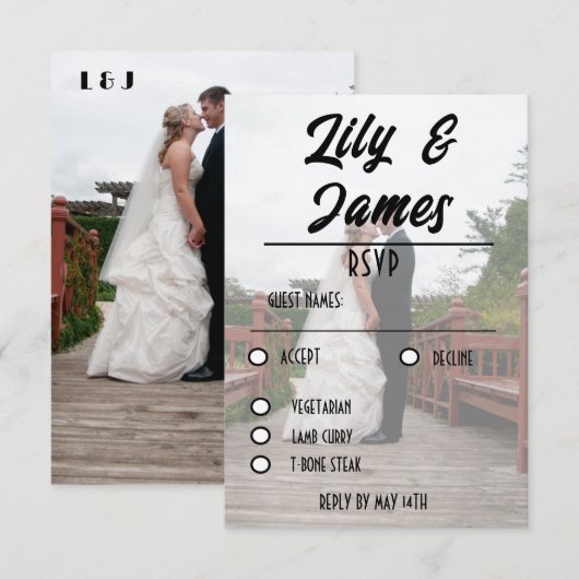 QR Code & Foto Wedding Website Einfach RSVP Karte (Vorne/Hinten)