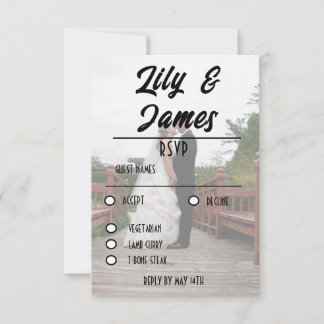 QR Code & Foto Wedding Website Einfach RSVP Karte