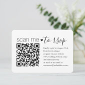 QR Code & Foto Wedding Website Einfache Einschließ RSVP Karte (Stehend Vorderseite)