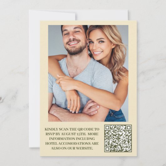 QR Code Foto Whimsical Wildblume Meadow Wedding Einladung (Rückseite)