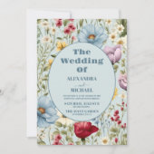 QR Code Foto Whimsical Wildblume Meadow Wedding Einladung (Vorderseite)