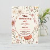 QR Code Foto Whimsical Wildblume Meadow Wedding Einladung (Stehend Vorderseite)