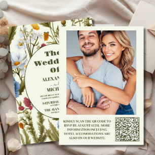 QR Code Foto Whimsical Wildblume Meadow Wedding Einladung
