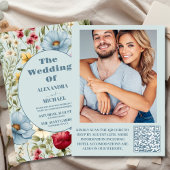 QR Code Foto Whimsical Wildblume Meadow Wedding Einladung