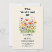 QR Code Foto Wildblume Wedding Boho Country Einladung (Vorderseite)