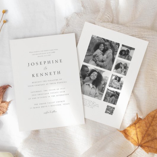 QR-Code-Fotocollage Christlich in einer Hochzeit Einladung