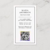 QR-Code-Fotograf für Vintage Flachbildkamera Foto Visitenkarte (Rückseite)