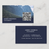 QR Code Fotograf Navy Blue Visitenkarte (Vorne/Hinten)