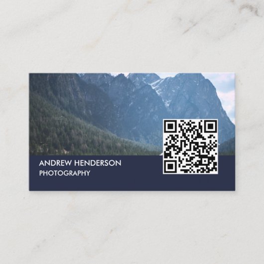 QR Code Fotograf Navy Blue Visitenkarte (Vorderseite)