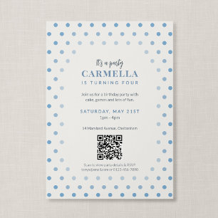 QR-Code French Blau Punkte Geburtstag Einladung