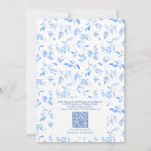 QR Code French Blue Floral Botanical Wedding Einladung (Rückseite)