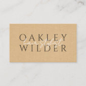 QR-Code Friseur Beige Faux-Leinen Visitenkarte (Vorderseite)