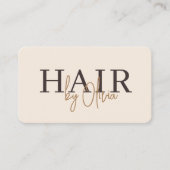 QR-Code Friseur Beige Neutrale Typografie  Visitenkarte (Vorderseite)