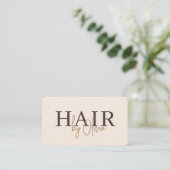 QR-Code Friseur Beige Neutrale Typografie  Visitenkarte (Stehend Vorderseite)