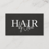 QR-Code Friseur Black Linen Typografie  Visitenkarte (Vorderseite)