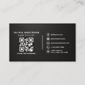 QR-Code-Friseur Metallische Typografie  Visitenkarte (Rückseite)