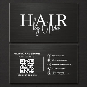QR-Code-Friseur Metallische Typografie  Visitenkarte