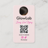 QR-Code Friseur Pink Instagram-Foto Visitenkarte (Vorderseite)