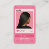 QR-Code Friseur Pink Instagram-Foto Visitenkarte (Rückseite)