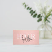 QR-Code-Friseur Pink Metallic-Typografie Visitenkarte (Stehend Vorderseite)