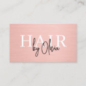 QR-Code-Friseur Pink Metallic-Typografie Visitenkarte (Vorderseite)