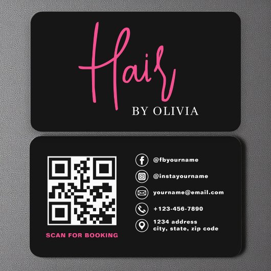 QR Code Friseurin Moderne Typografie Visitenkarte