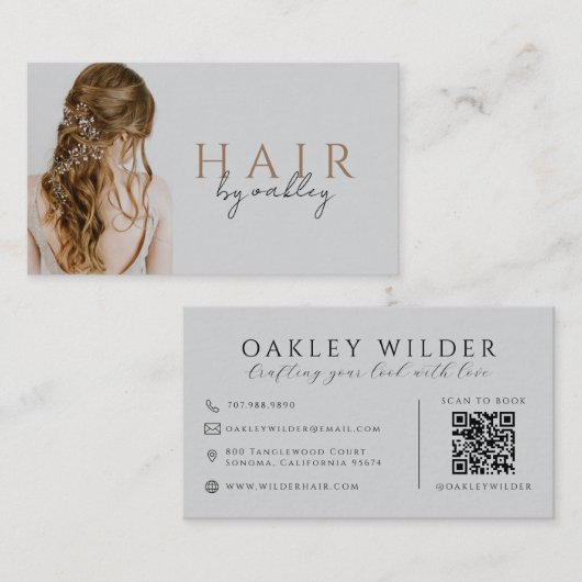 QR-Code-Friseurstil-Foto Visitenkarte (Vorne/Hinten)