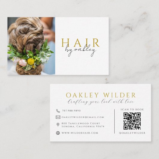 QR-Code-Friseurstil-Foto Visitenkarte (Vorne/Hinten)