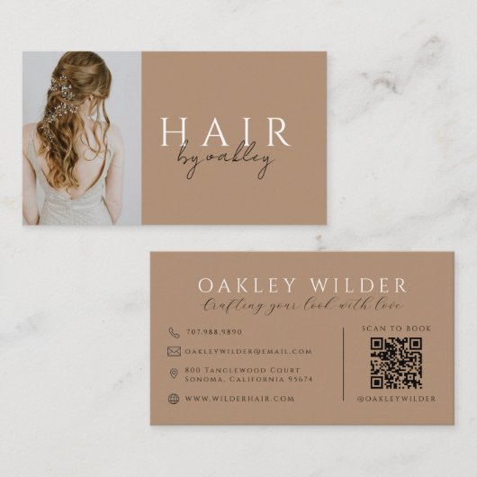QR-Code-Friseurstil-Foto Visitenkarte (Vorne/Hinten)