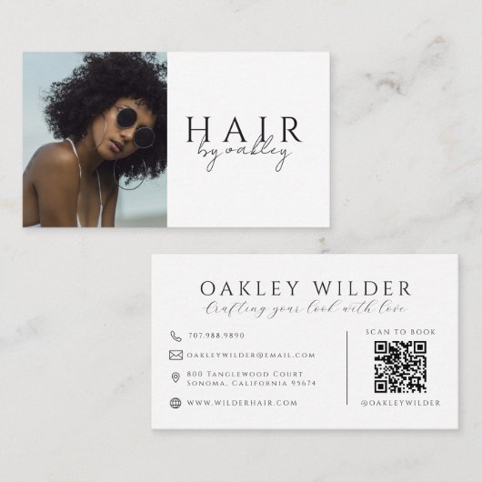 QR-Code-Friseurstylist-Foto Visitenkarte (Vorne/Hinten)