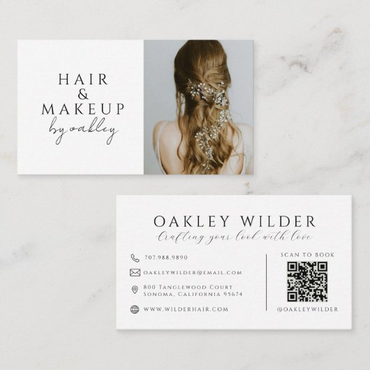 QR-Code-Friseurstylist-Foto Visitenkarte (Vorne/Hinten)